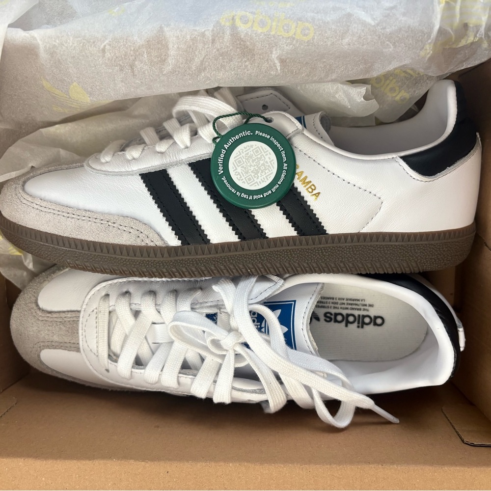 Adidas White Sneakers with Black Accents